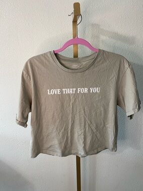 "Love That For You" Graphic Cropped Tee - Taupe